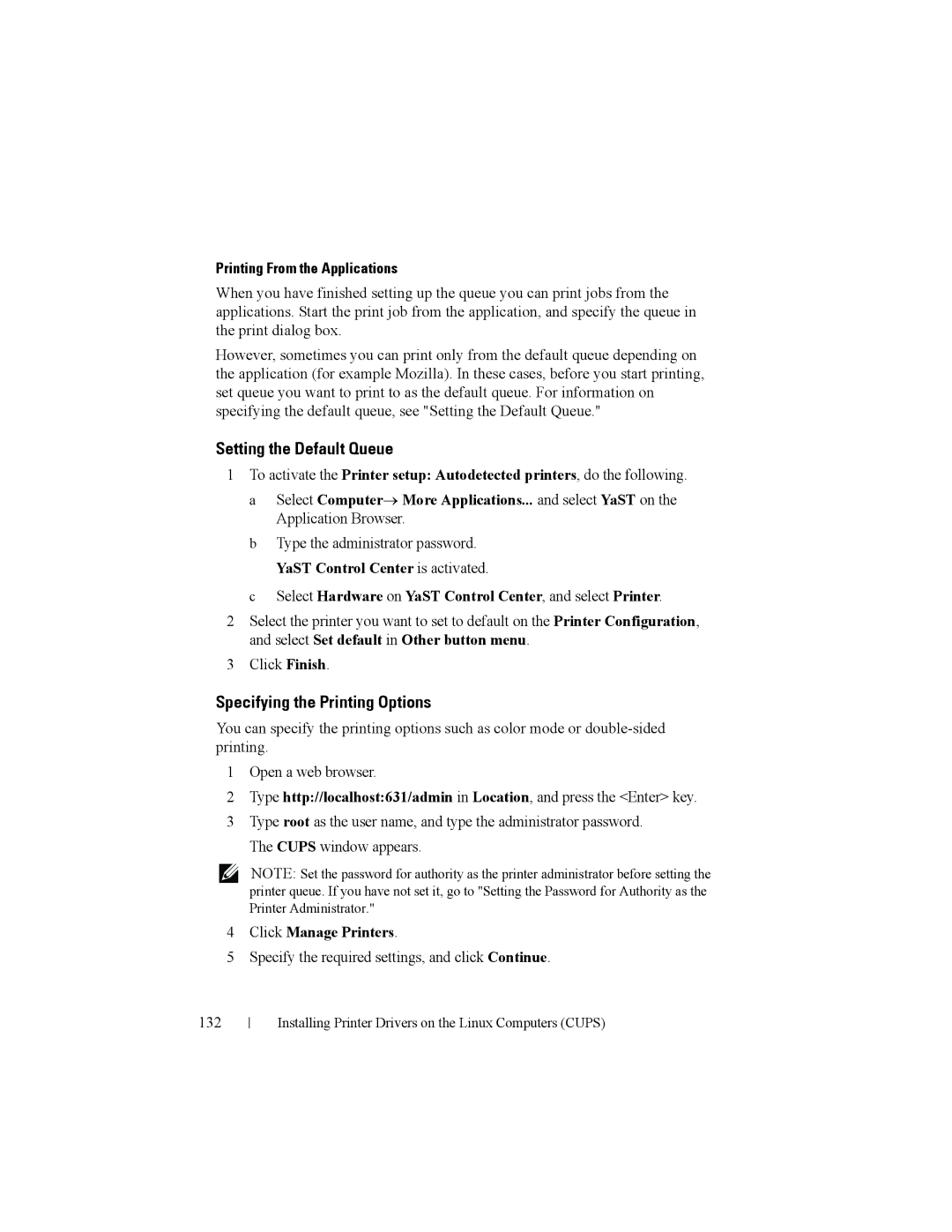 Dell 2150cn manual Select Hardware on YaST Control Center, and select Printer 