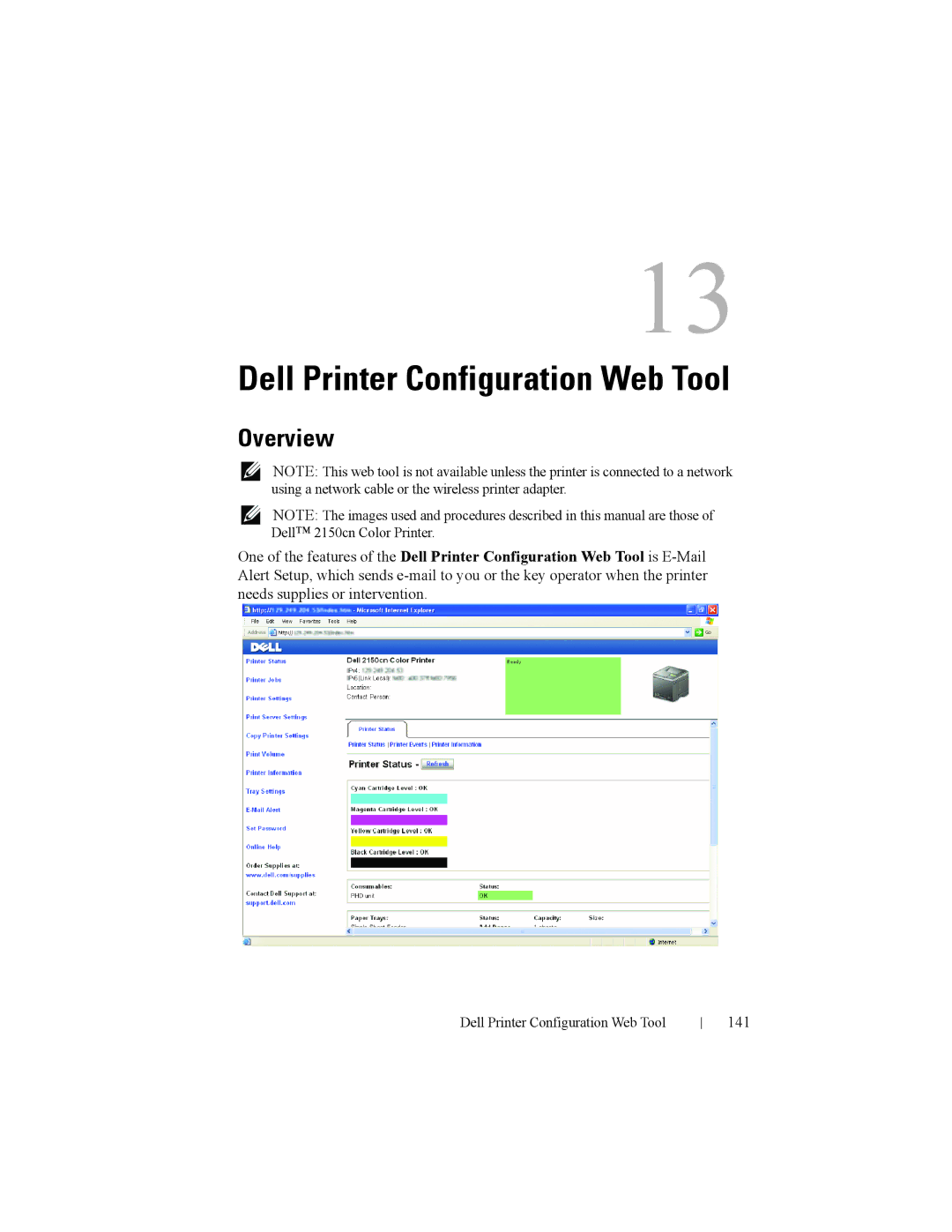 Dell 2150cn manual Overview, 141 