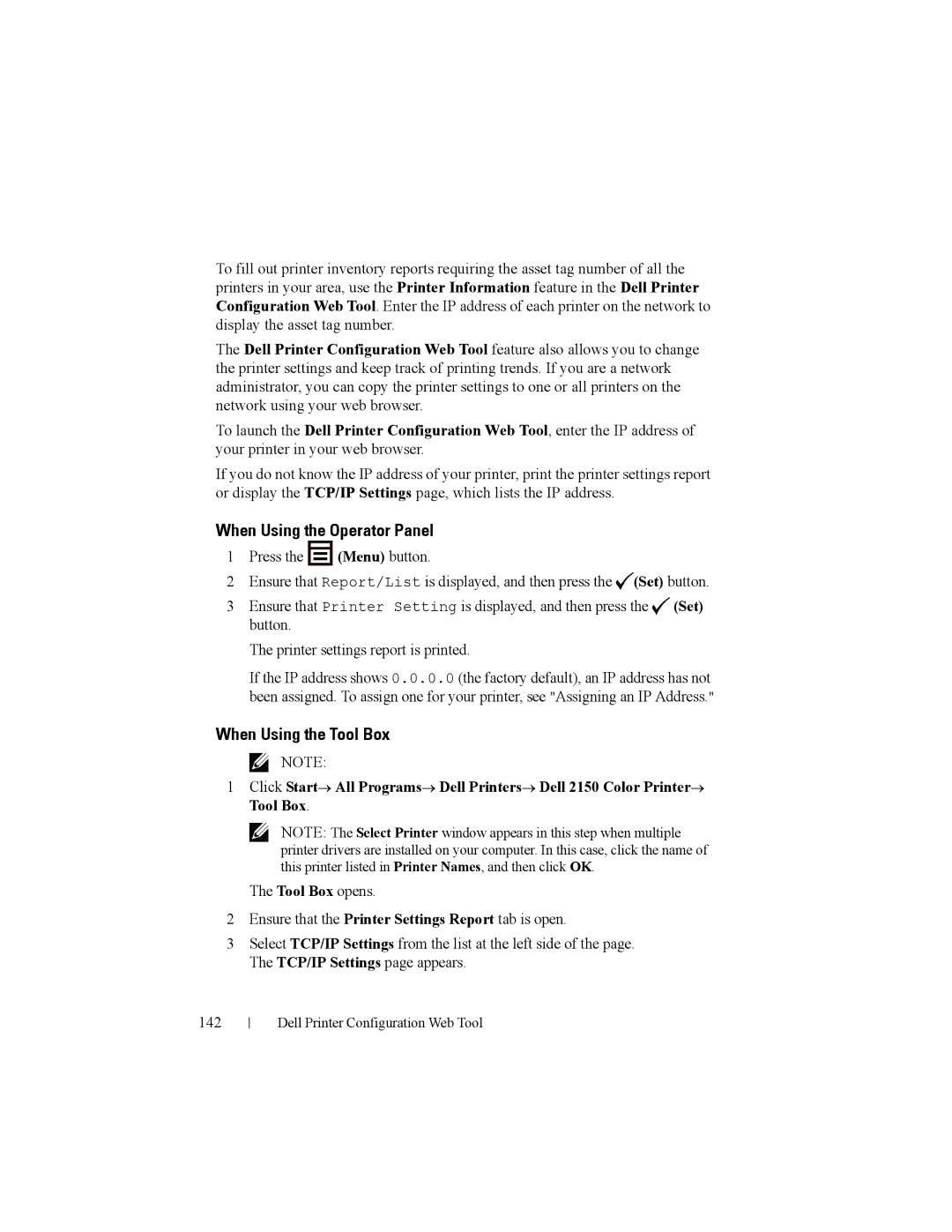 Dell 2150cn manual When Using the Operator Panel 