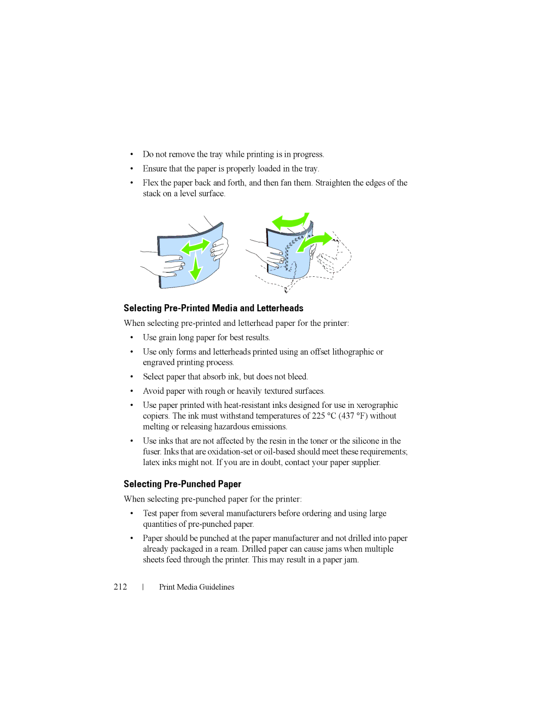 Dell 2150cn manual Selecting Pre-Printed Media and Letterheads, Selecting Pre-Punched Paper 