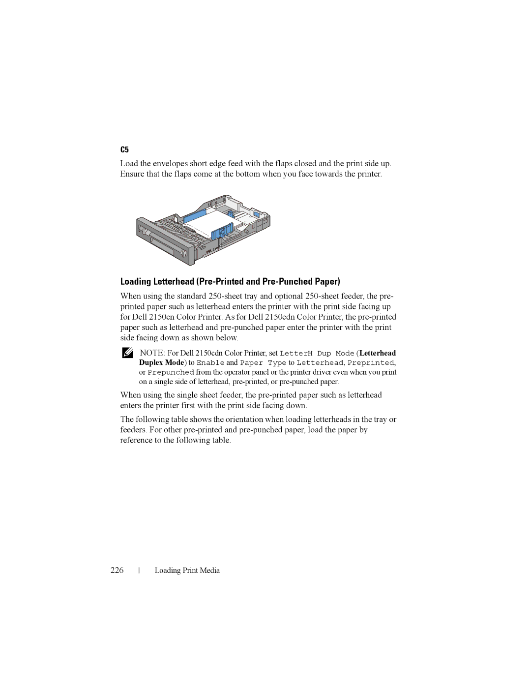 Dell 2150cn manual Loading Letterhead Pre-Printed and Pre-Punched Paper 