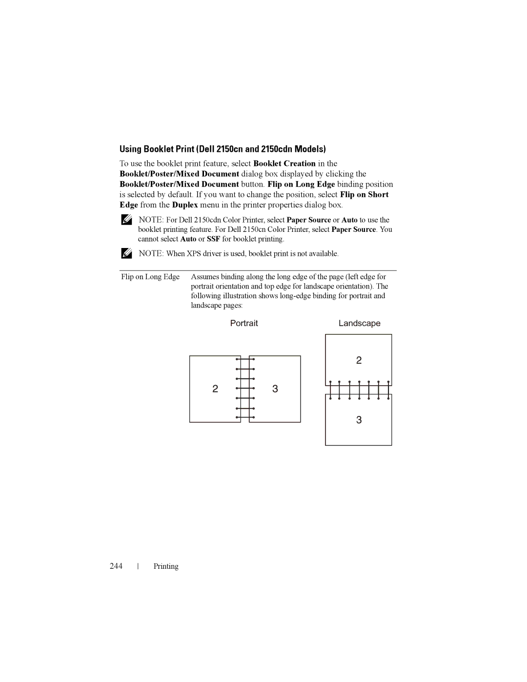 Dell manual Using Booklet Print Dell 2150cn and 2150cdn Models, 244 