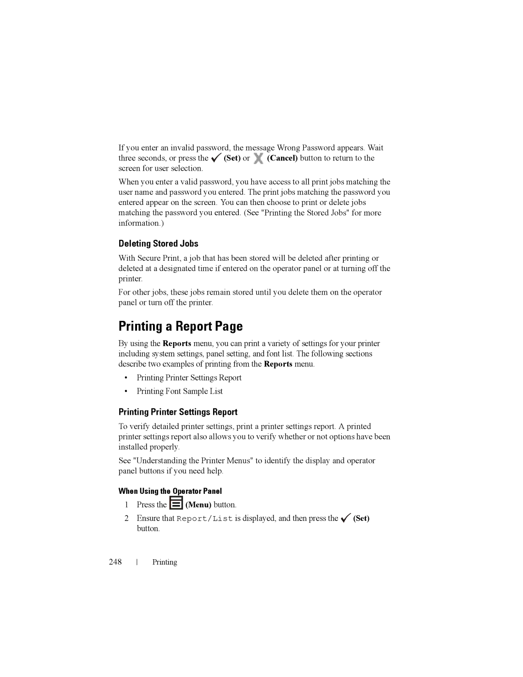 Dell 2150cn manual Printing a Report, Deleting Stored Jobs 