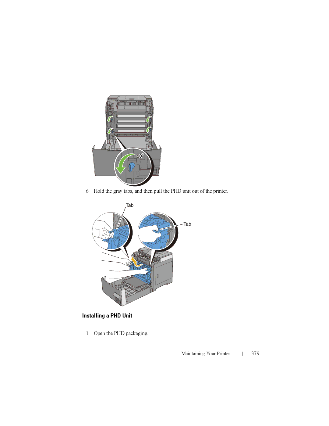 Dell 2150cn manual Installing a PHD Unit, Open the PHD packaging, 379 