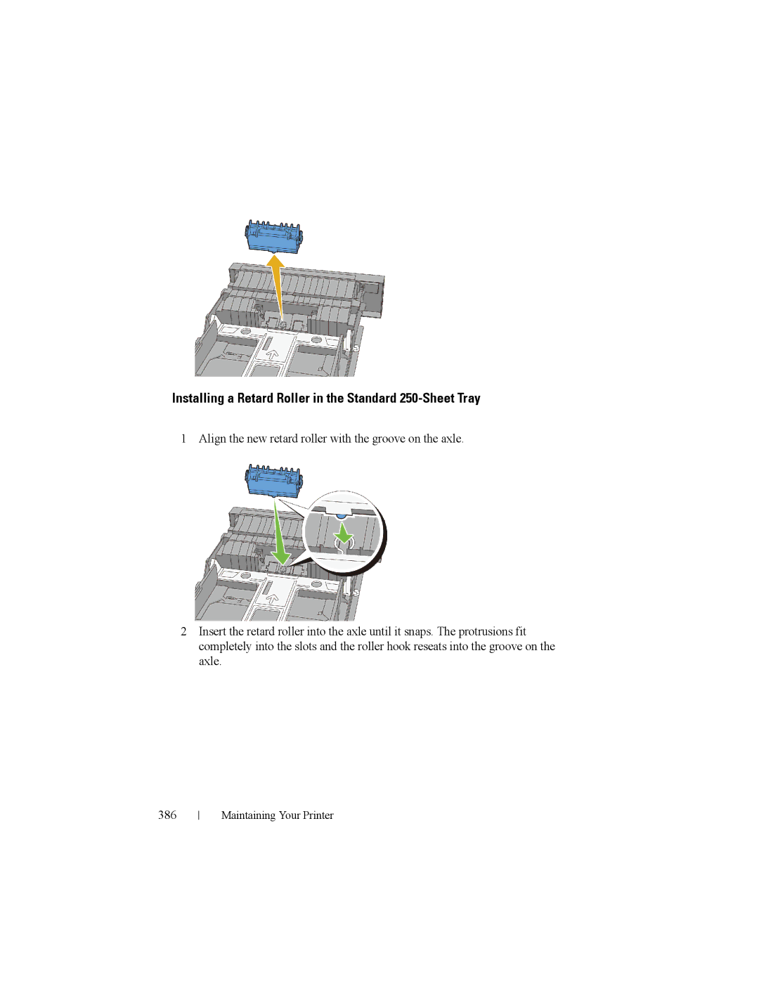 Dell 2150cn manual Installing a Retard Roller in the Standard 250-Sheet Tray 