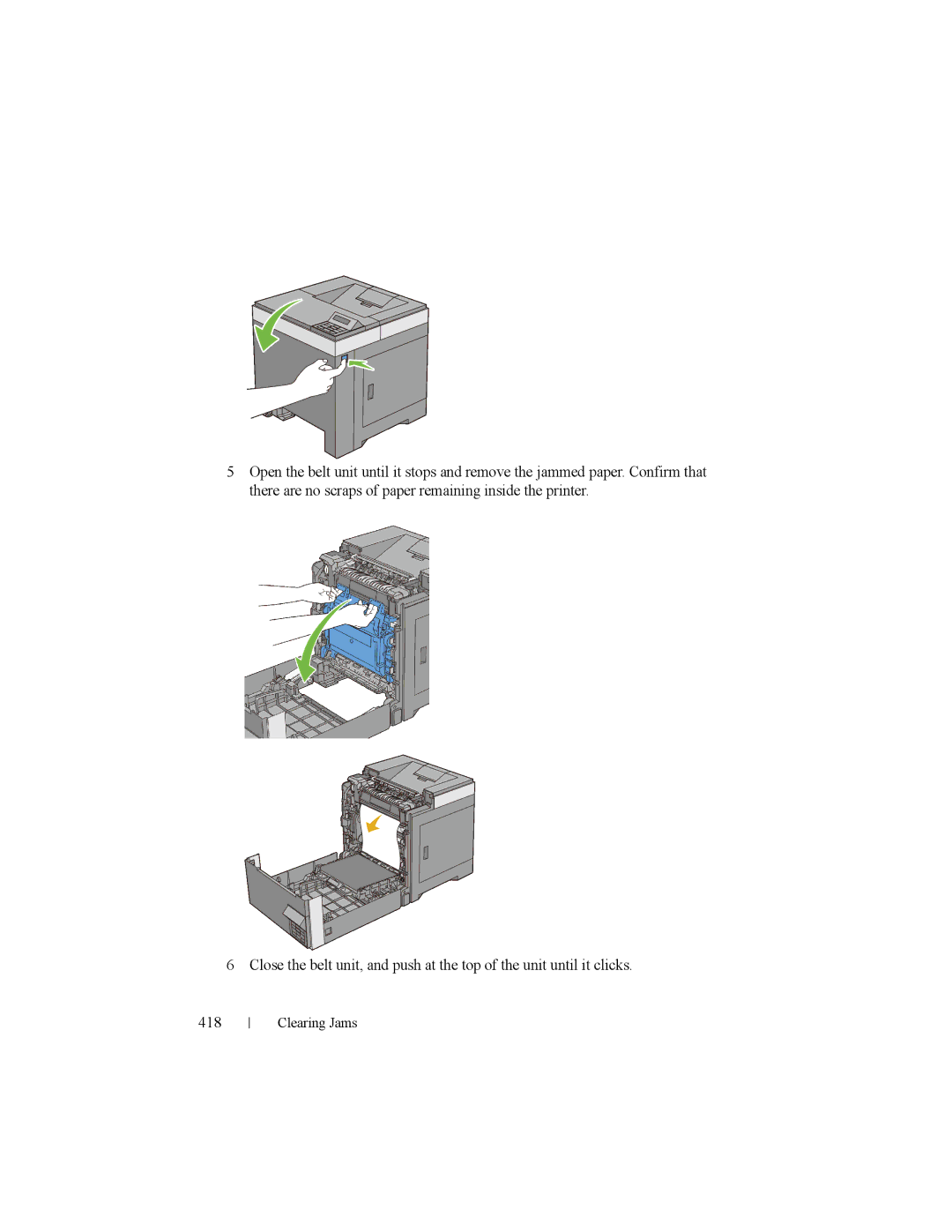 Dell 2150cn manual Clearing Jams 