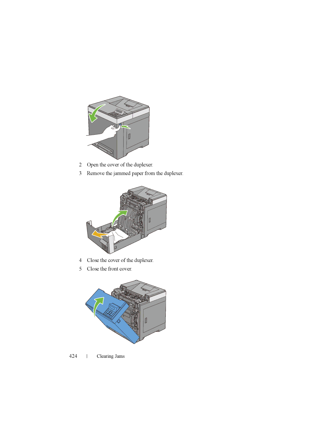 Dell 2150cn manual Clearing Jams 