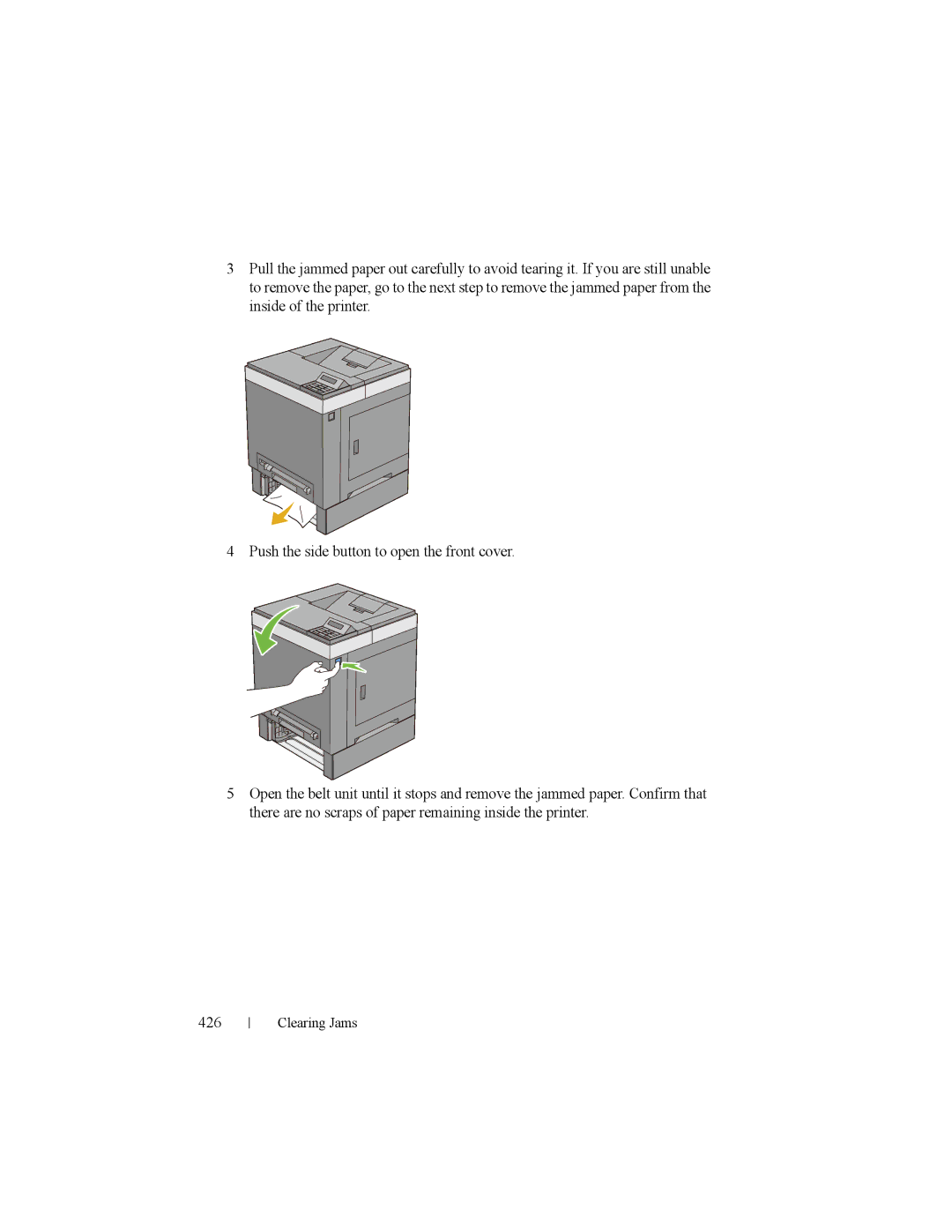 Dell 2150cn manual Clearing Jams 