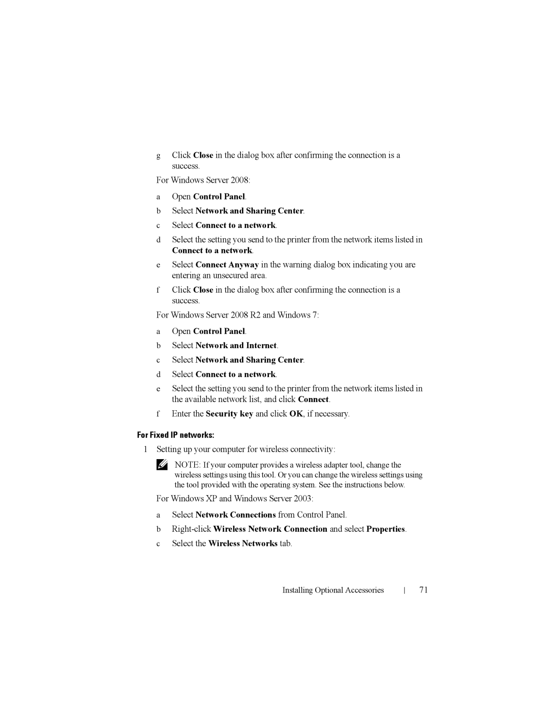 Dell 2150cn manual For Fixed IP networks 