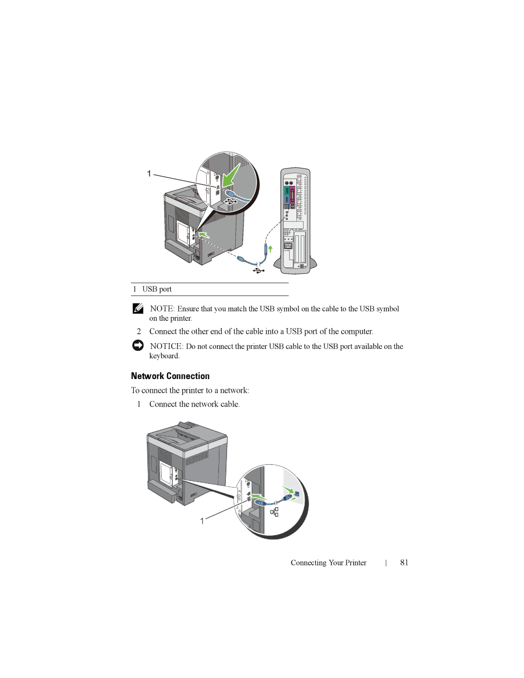 Dell 2150cn manual Network Connection 