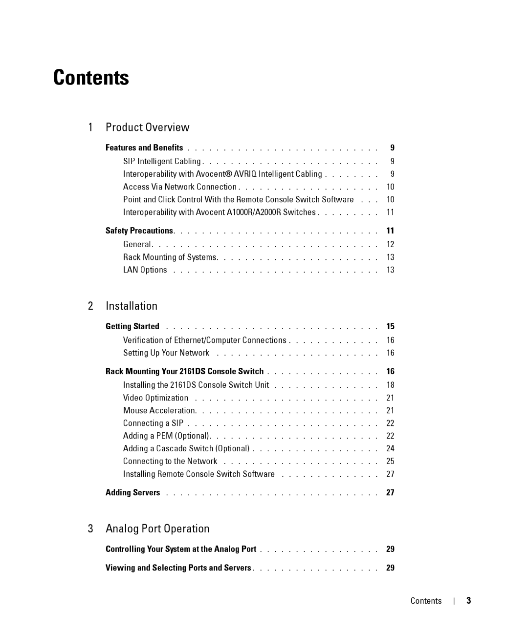 Dell 2161DS manual Contents 