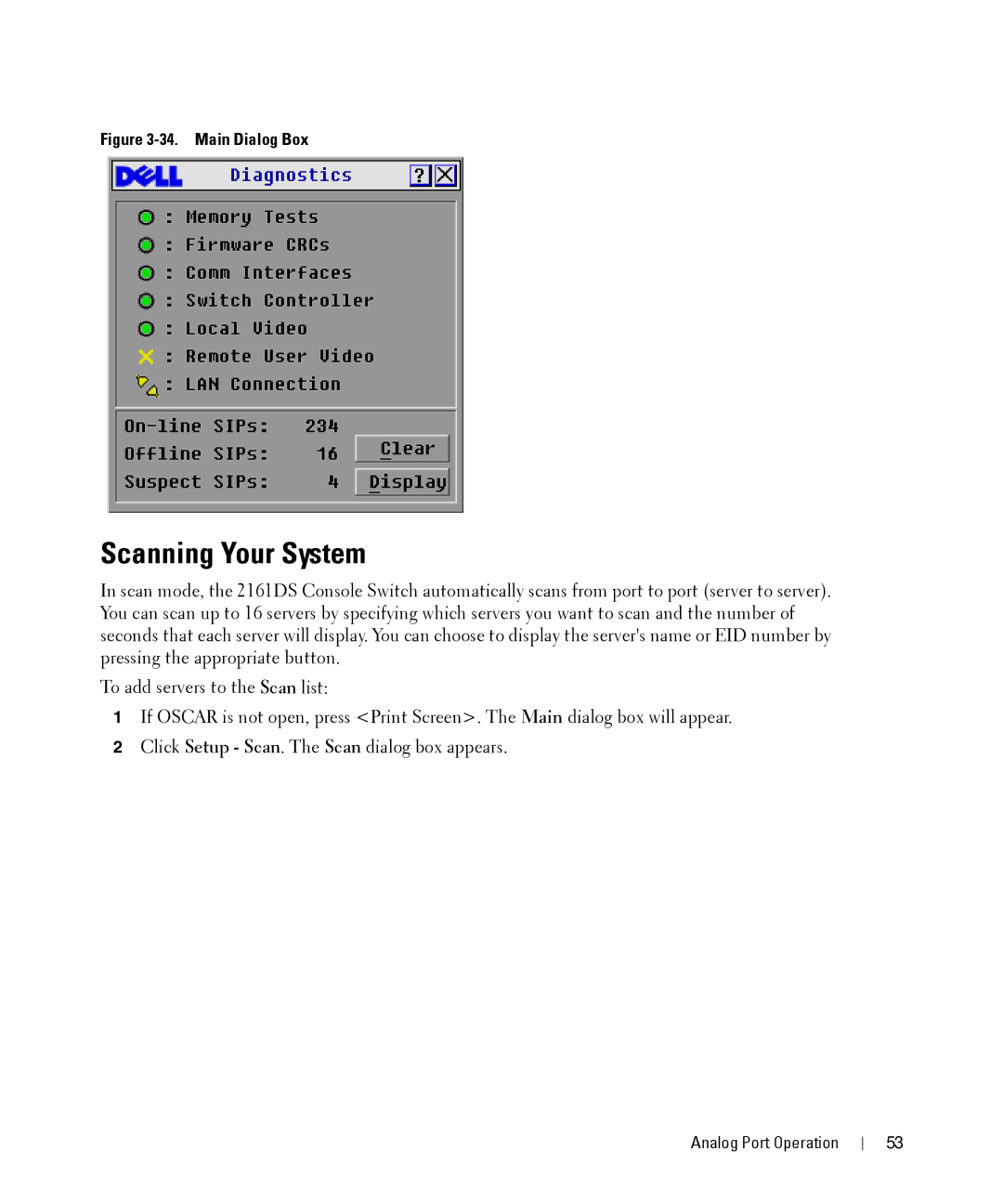 Dell 2161DS manual Scanning Your System, Main Dialog Box 