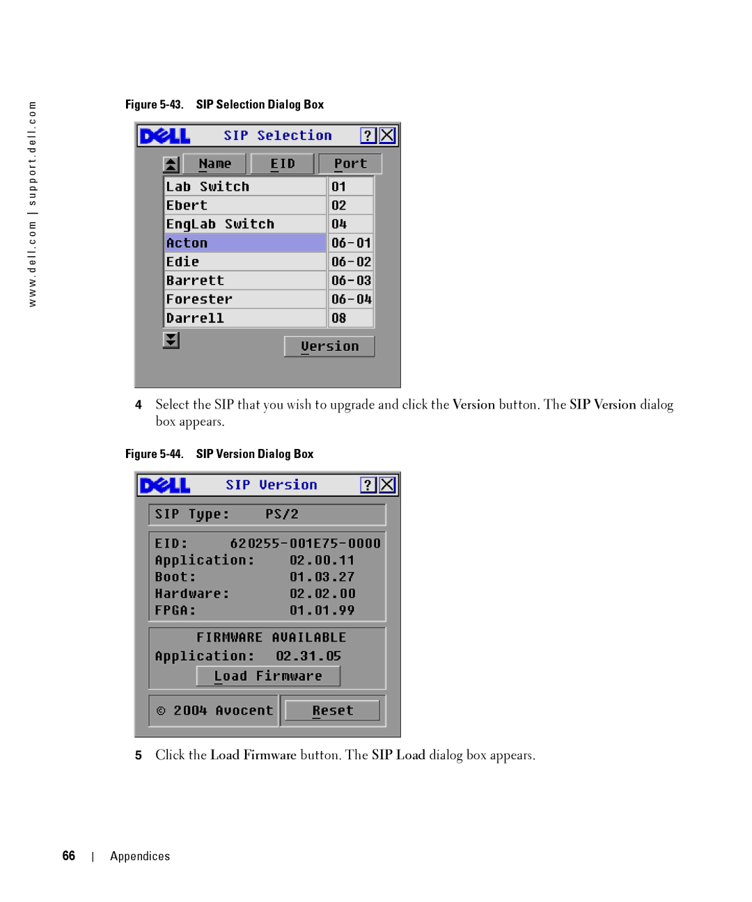 Dell 2161DS manual SIP Selection Dialog Box 