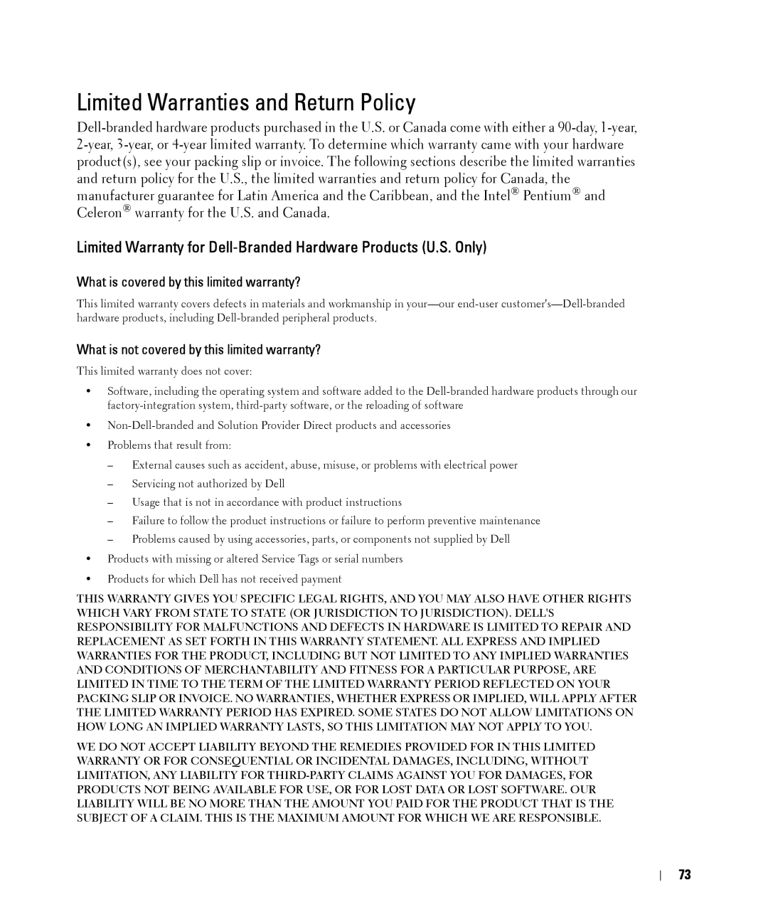 Dell 2161DS manual Limited Warranties and Return Policy, What is covered by this limited warranty? 