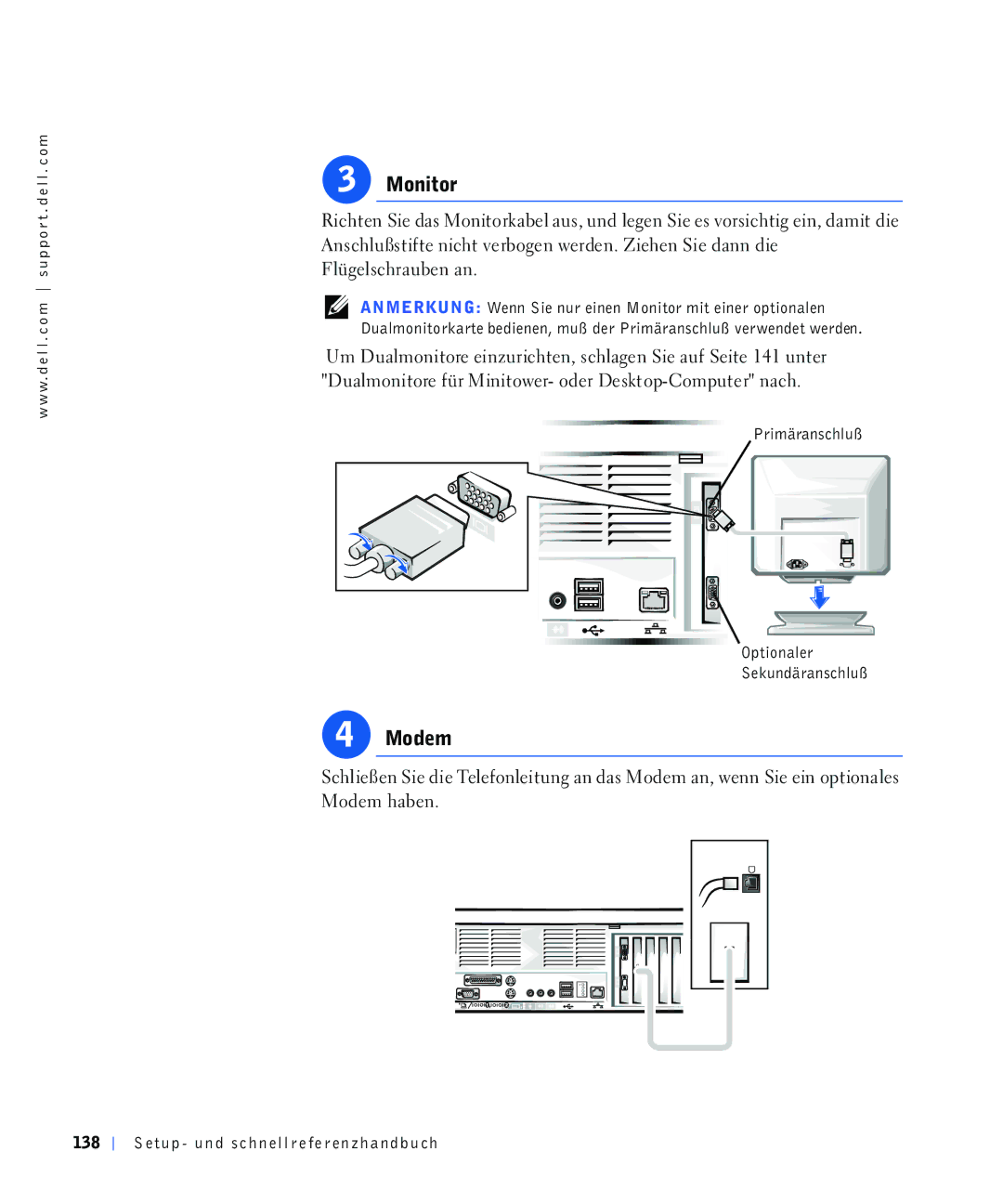 Dell 4390398, 220 Systems manual 0RQLWRU, 3ULPlUDQVFKOX‰ 