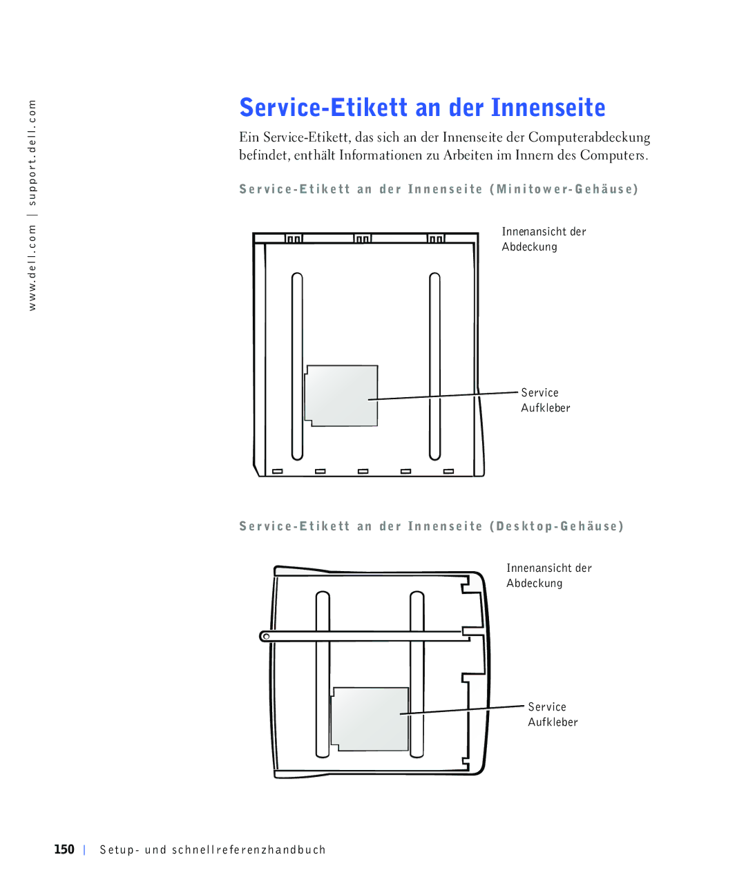 Dell 4390398, 220 Systems manual 6HUYLFHWLNHWWDQGHU,QQHQVHLWH 