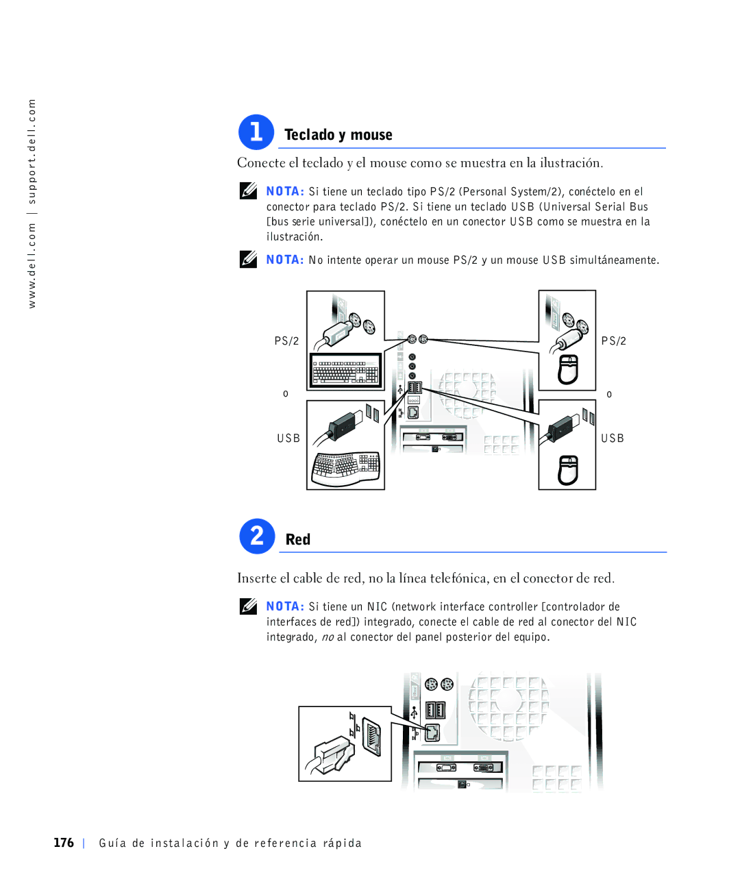 Dell 4390398, 220 Systems manual 7HFODGR\PRXVH, 5HG, RQHFWHHOWHFODGR\HOPRXVHFRPRVHPXHVWUDHQODLOXVWUDFLyQ 