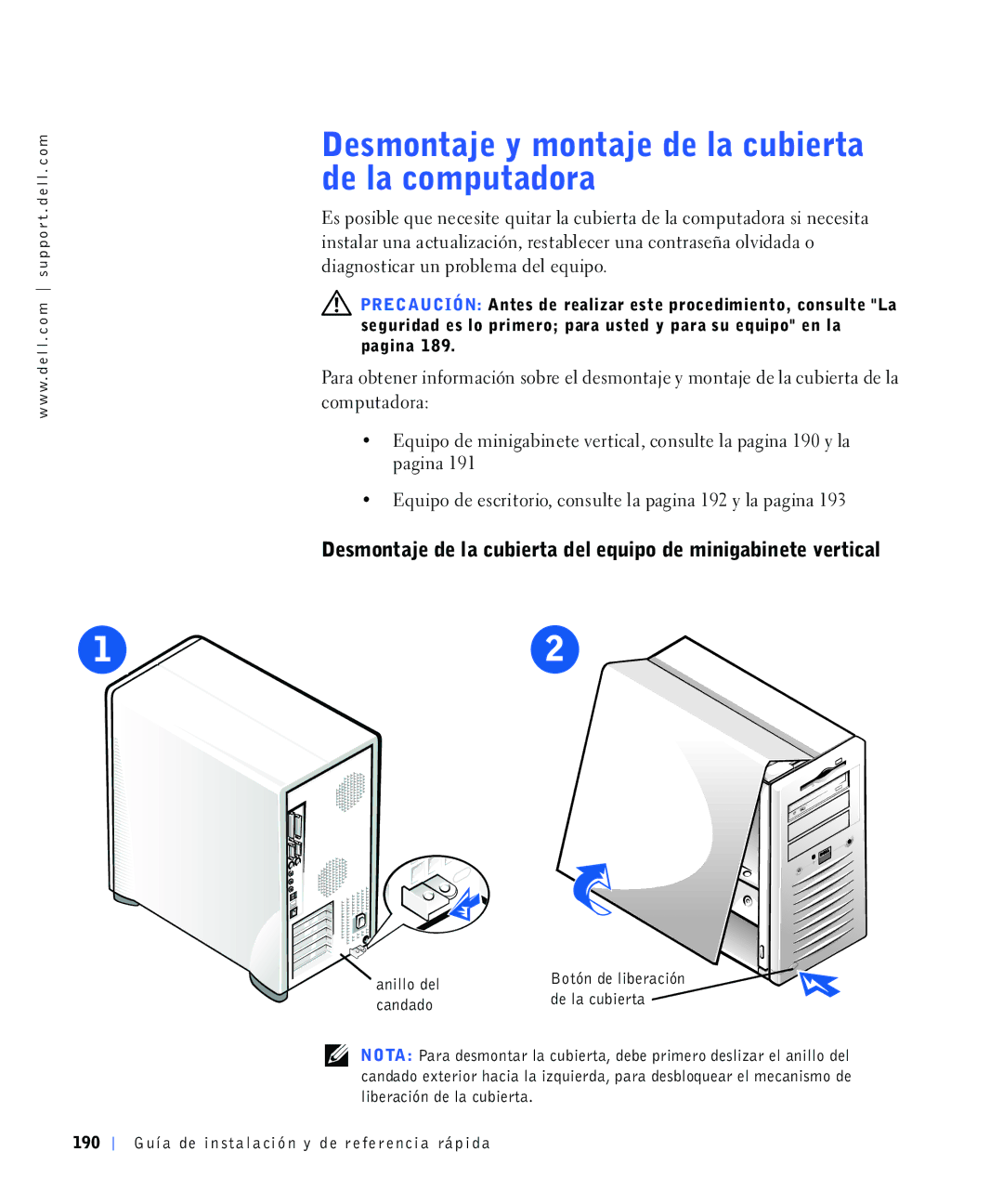 Dell 4390398, 220 Systems manual GH Odfrpsxwdgrud, Gldjqrvwlfduxqsureohpdghohtxlsr, Frpsxwdgrud, DQLOORGHO%RWyQGHOLEHUDFLyQ 