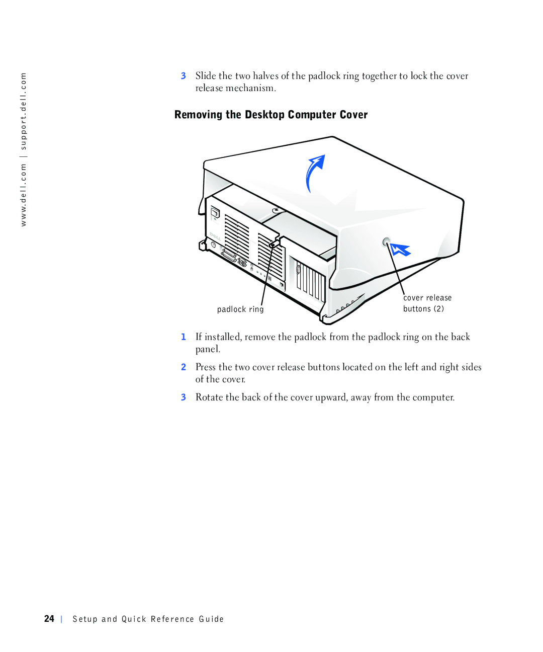 Dell 4390398, 220 Systems manual 5HPRYLQJWKHHVNWRS&RPSXWHU&RYHU, Uhohdvhphfkdqlvp, Sdgorfnulqj 