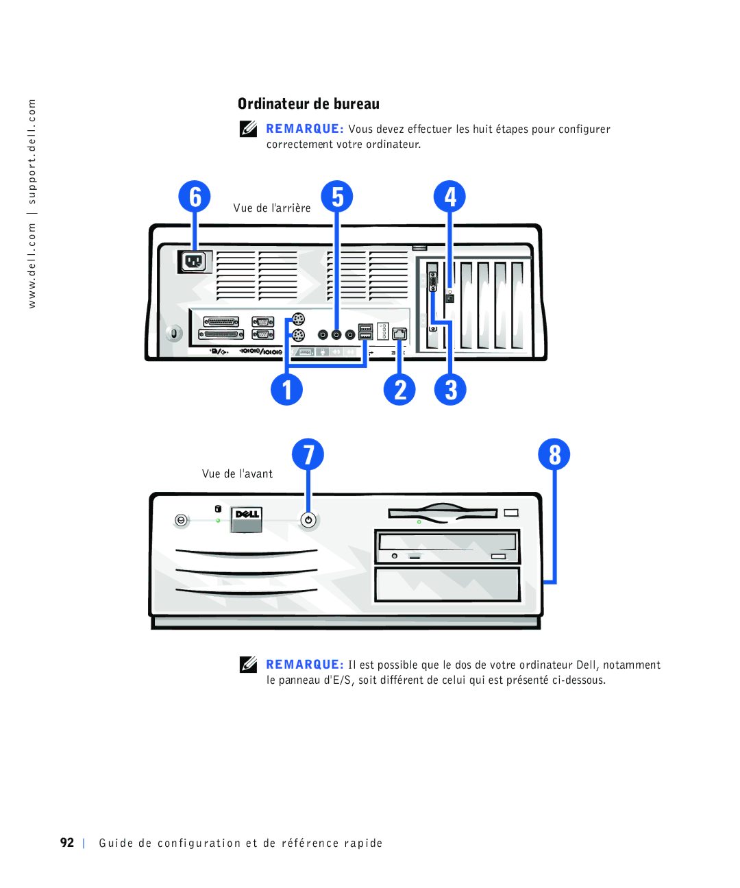 Dell 4390398, 220 Systems manual 2UGLQDWHXUGHEXUHDX, 9XHGHODYDQW, 50$5489RXVGHYHHIIHFWXHUOHVKXLWpWDSHVSRXUFRQILJXUHU 