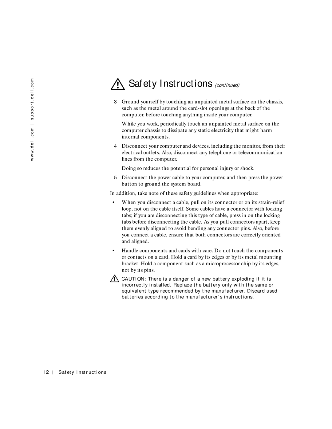 Dell 2200 owner manual Safety Instructions 