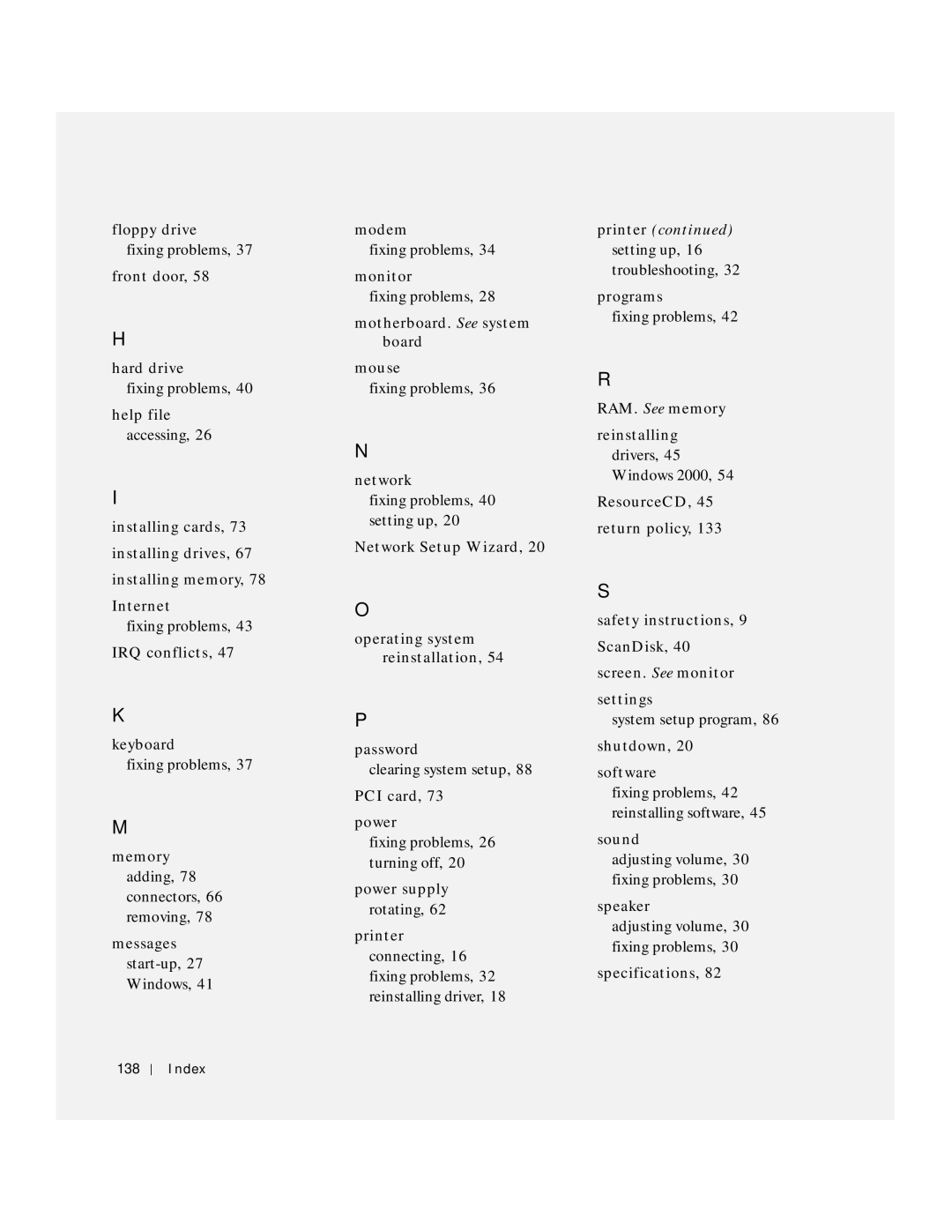 Dell 2200 owner manual Printer setting up, 16 troubleshooting 