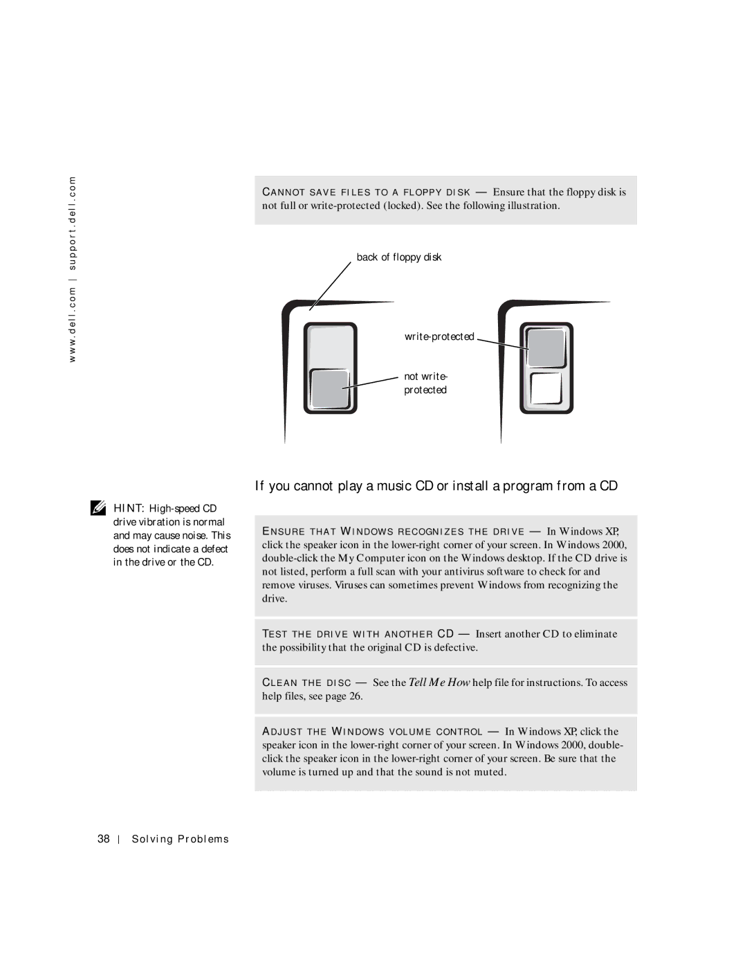 Dell 2200 owner manual If you cannot play a music CD or install a program from a CD 