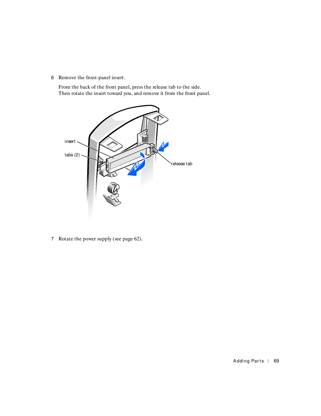 Dell 2200 owner manual Rotate the power supply see 