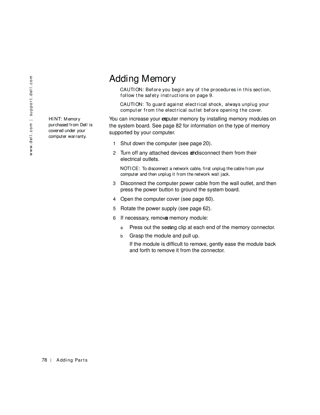 Dell 2200 owner manual Adding Memory 