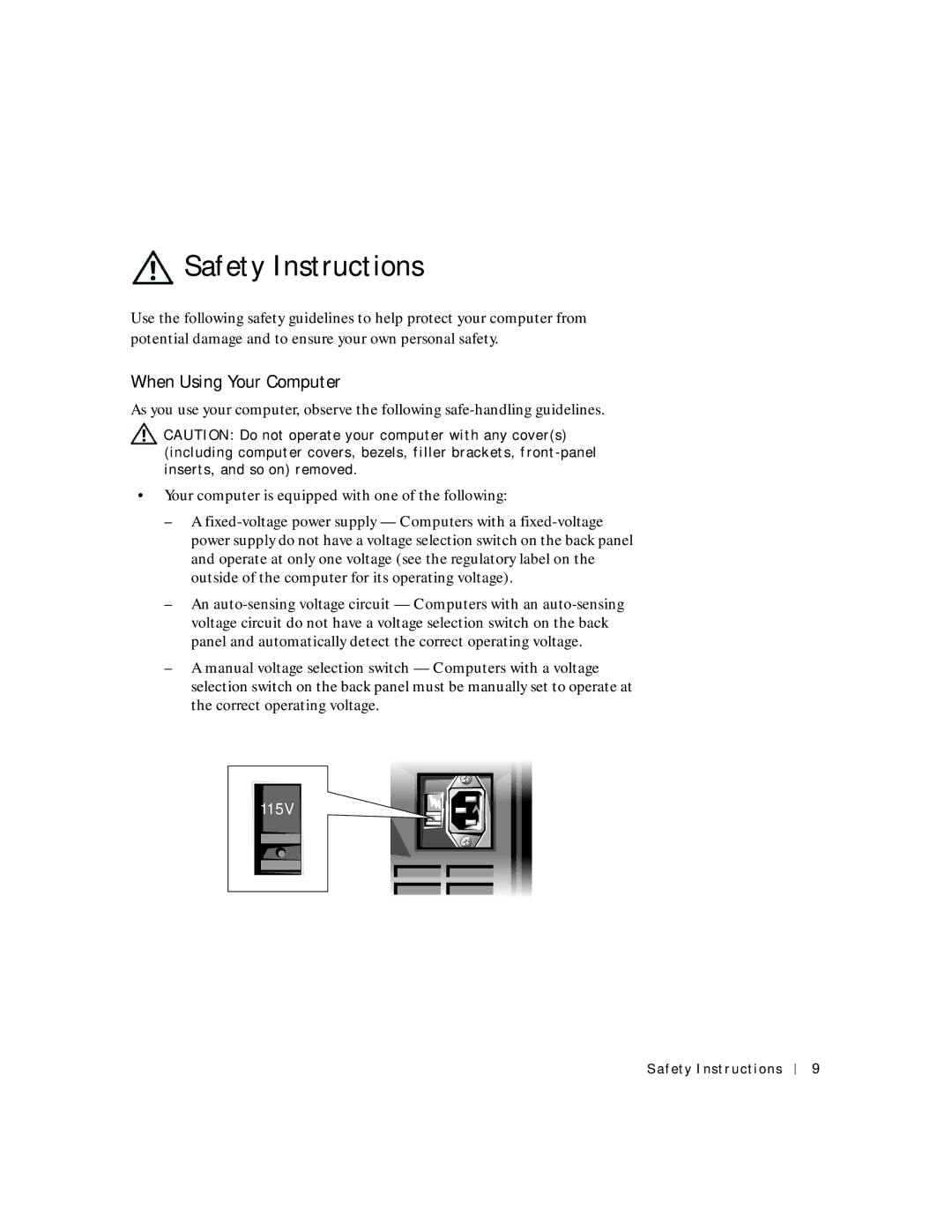 Dell 2200 owner manual Safety Instructions, When Using Your Computer 