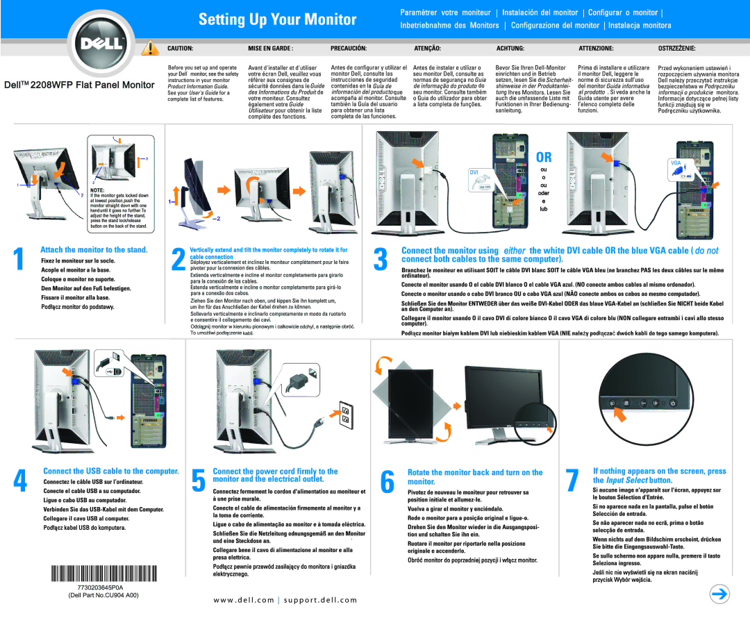 Dell CU904 A00, 2208WFP manual 