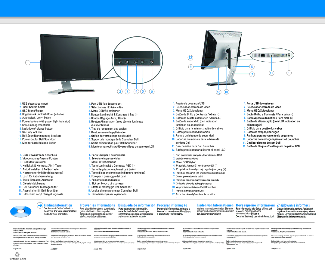 Dell 2208WFP, CU904 A00 manual 