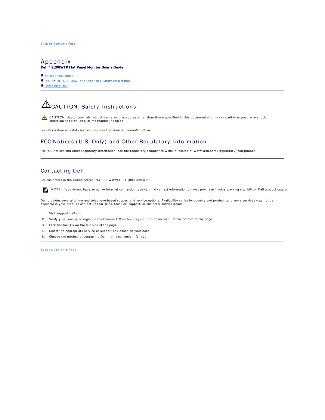 Dell 2208WFP appendix Appendix, Visit support.dell.com 