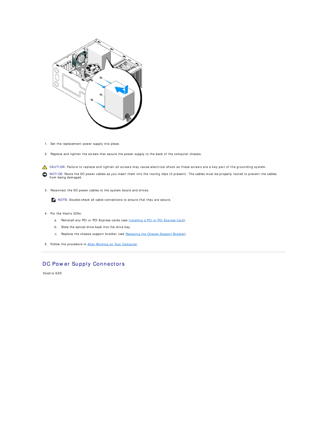 Dell 220S, 420 manual DC Power Supply Connectors 