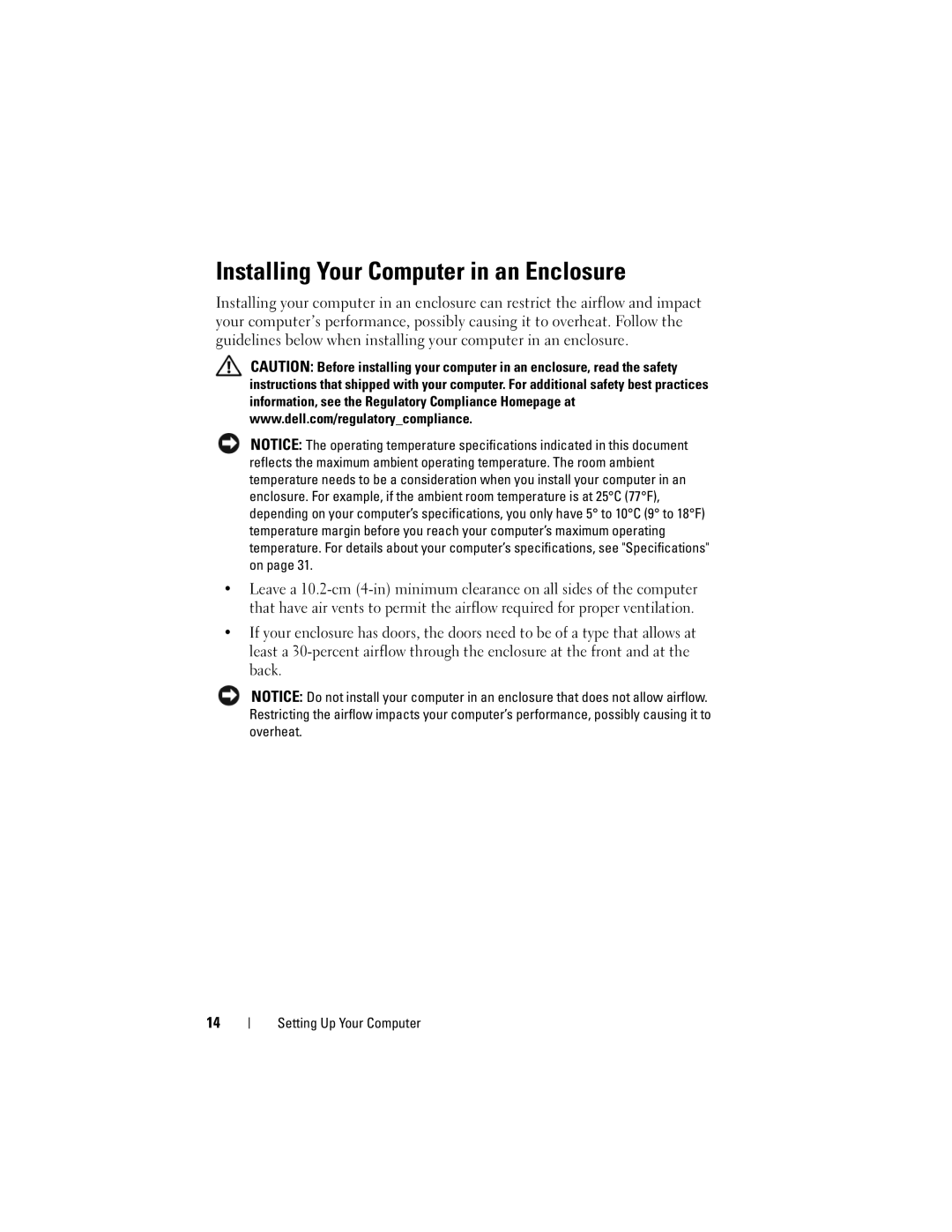 Dell 220S specifications Installing Your Computer in an Enclosure 