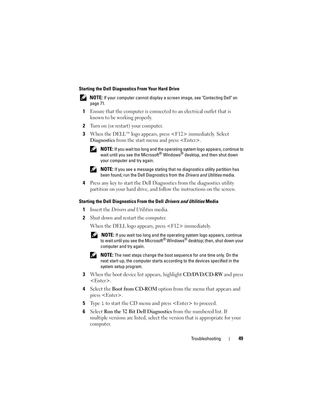 Dell 220S specifications Starting the Dell Diagnostics From Your Hard Drive 