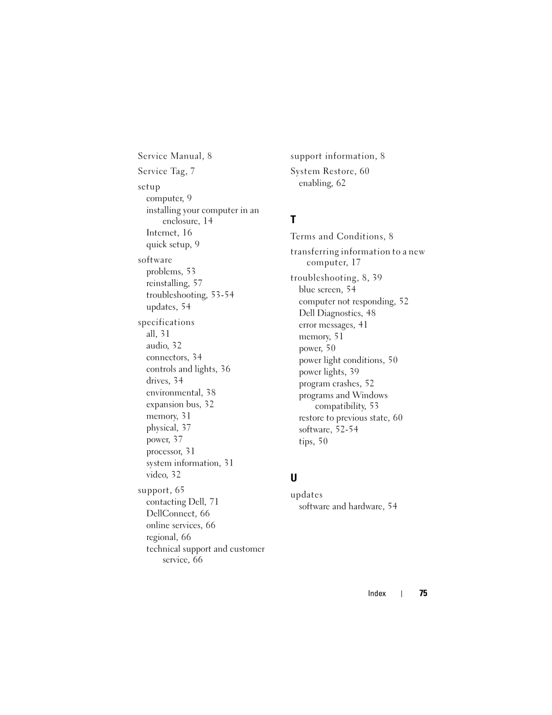 Dell 220S specifications Index 