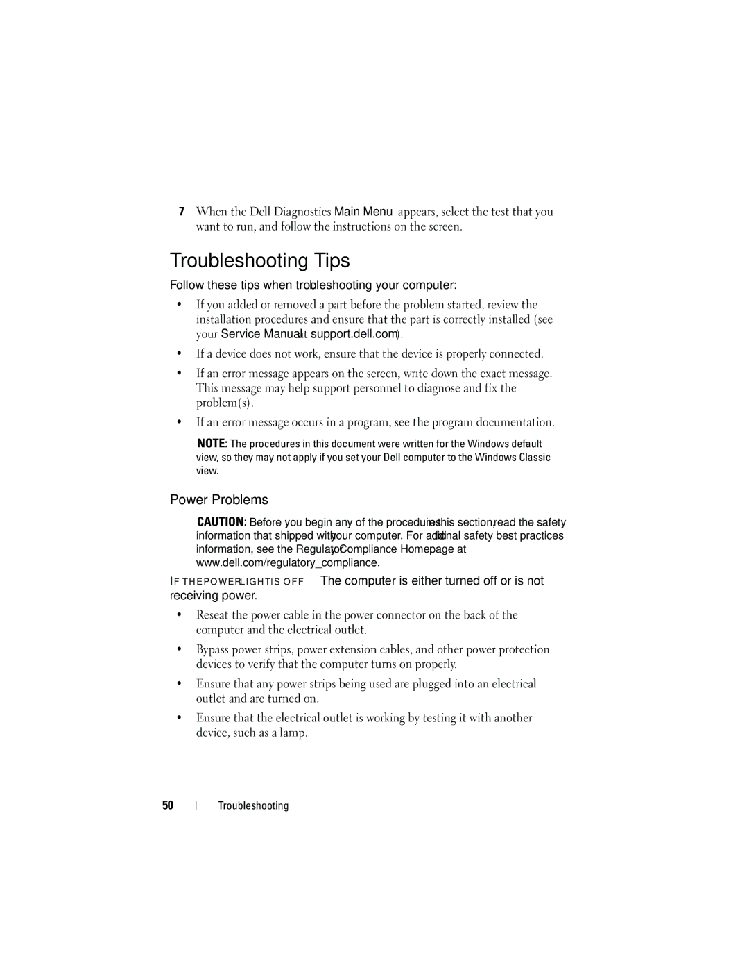 Dell 220S, J531H, DCSCSF, DCSCLF, DCSCMF specifications Troubleshooting Tips, Power Problems 