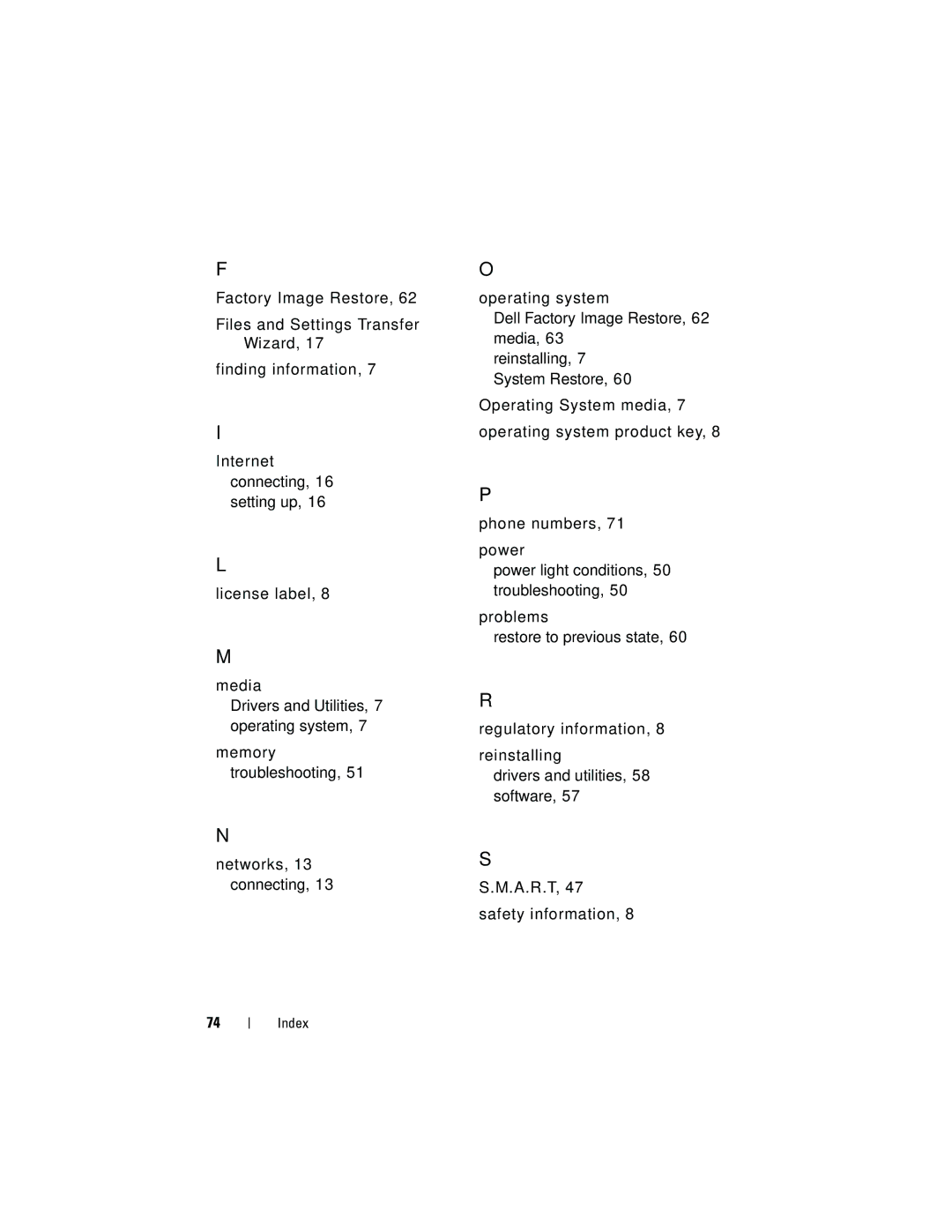 Dell DCSCMF, 220S, J531H, DCSCSF, DCSCLF specifications Index 