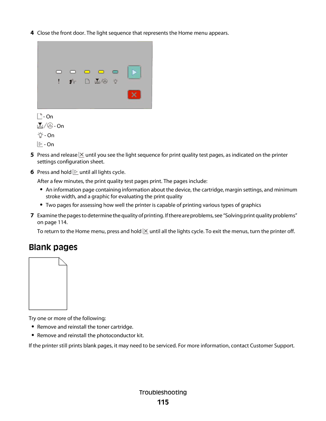 Dell 2230d manual Blank pages, 115 