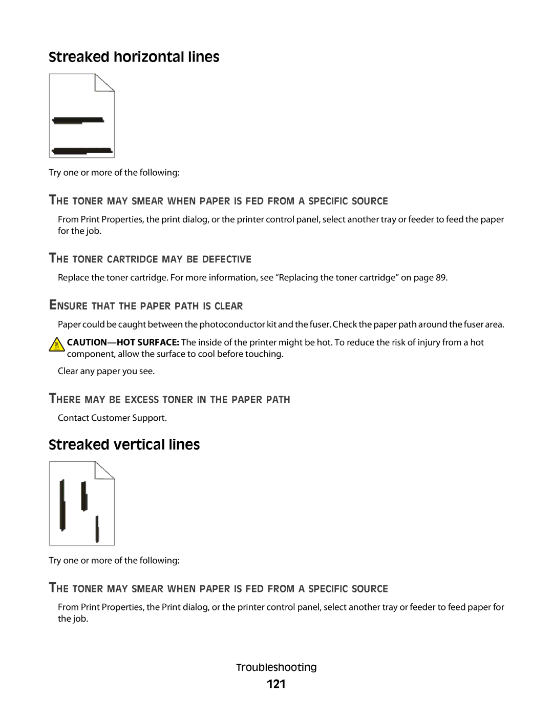 Dell 2230d manual Streaked horizontal lines, Streaked vertical lines, 121 