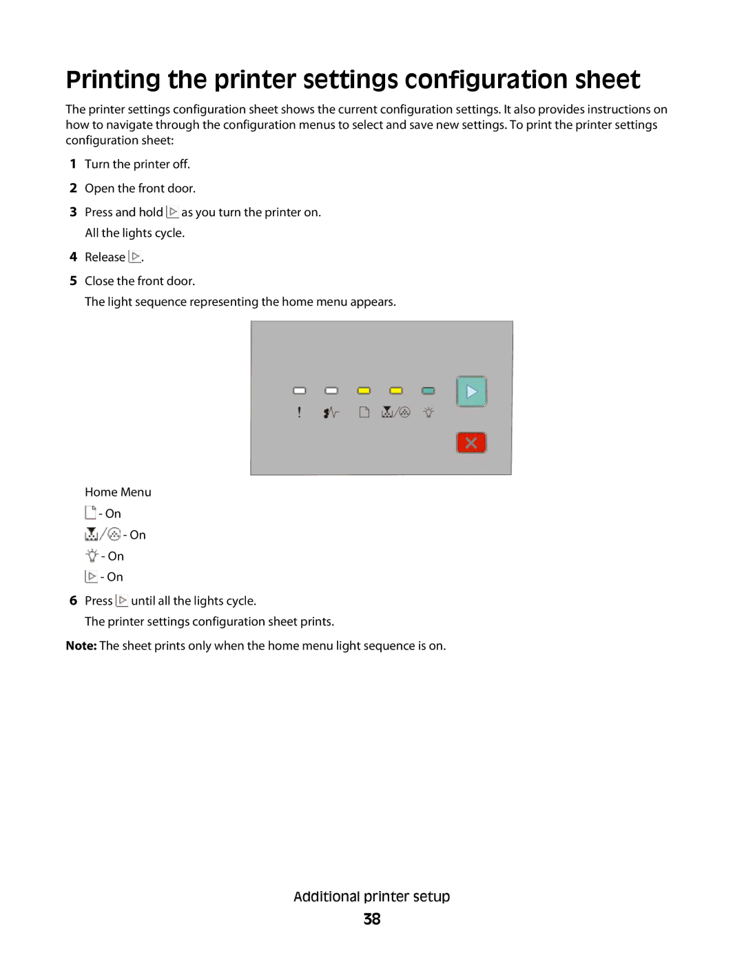 Dell 2230d manual Printing the printer settings configuration sheet 