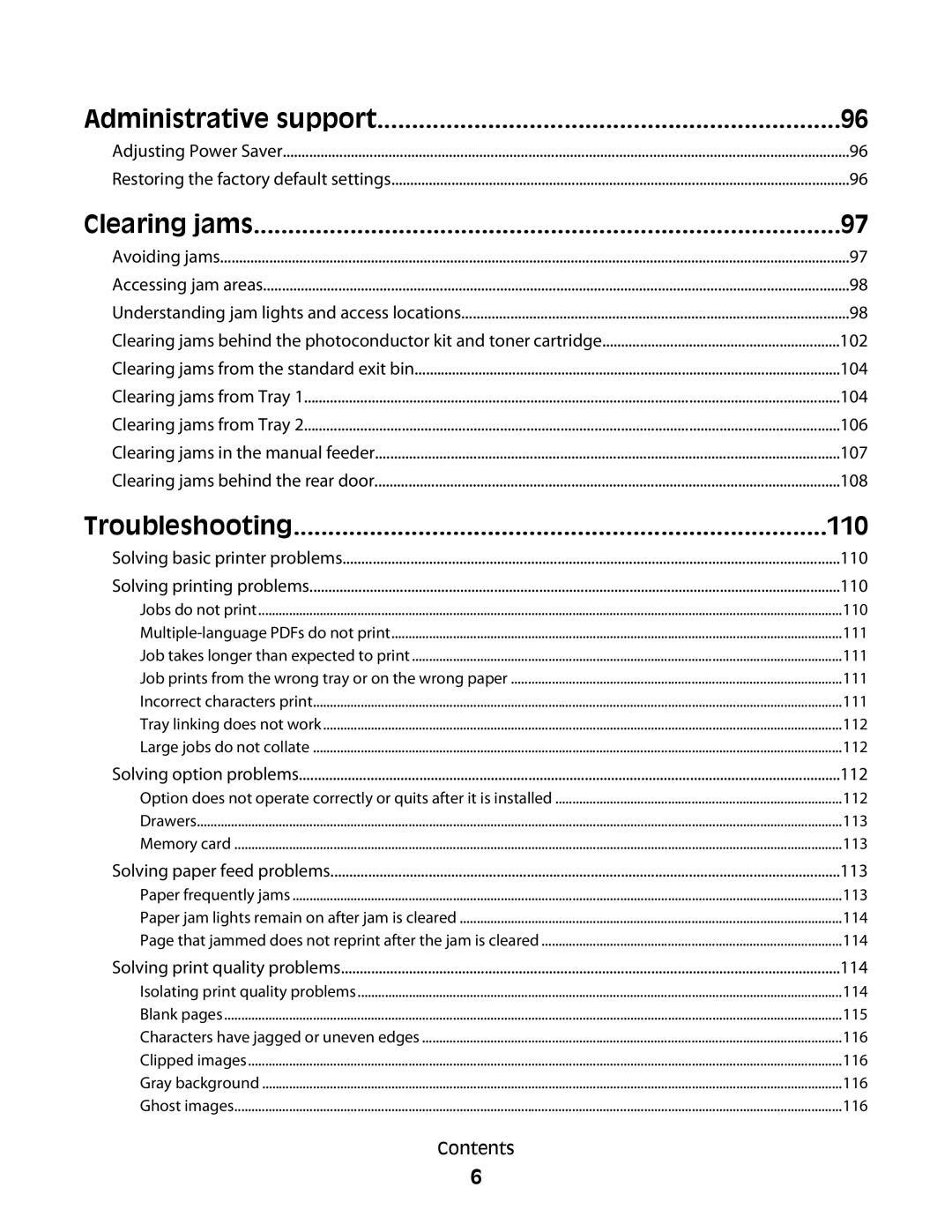 Dell 2230d manual Administrative support, 110 