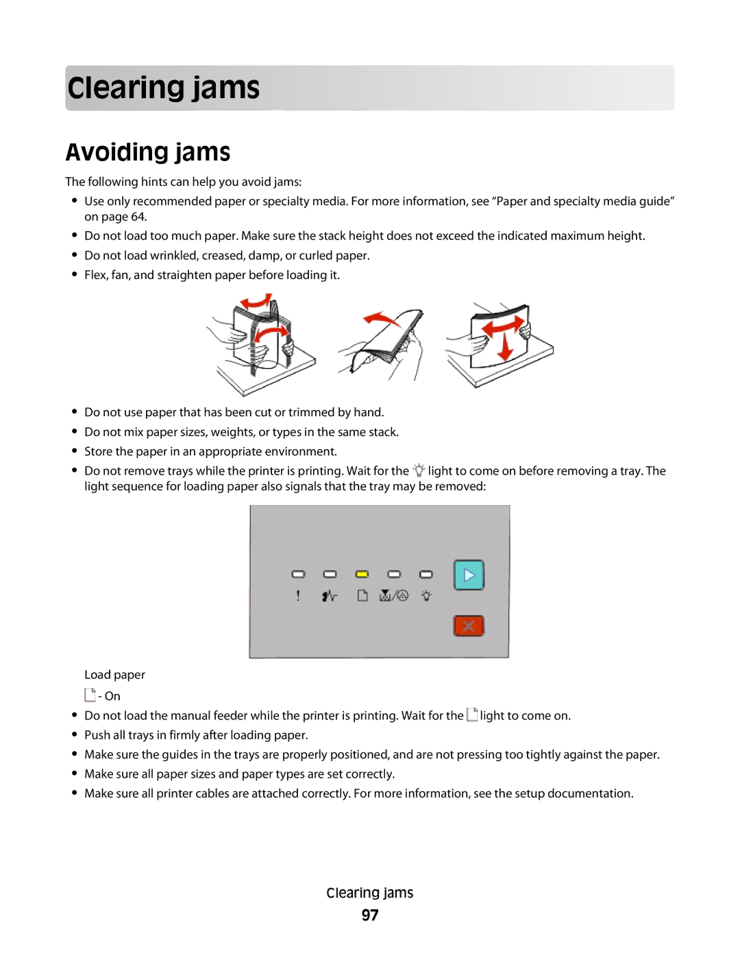 Dell 2230d manual Clearing jams, Avoiding jams 