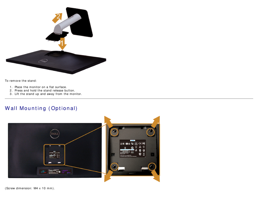 Dell 225-3894, S2740LB manual Wall Mounting Optional 