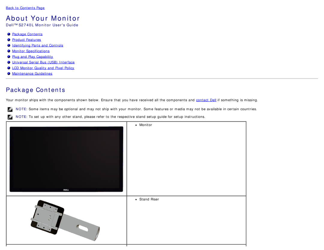 Dell S2740LB, 225-3894 manual About Your Monitor 