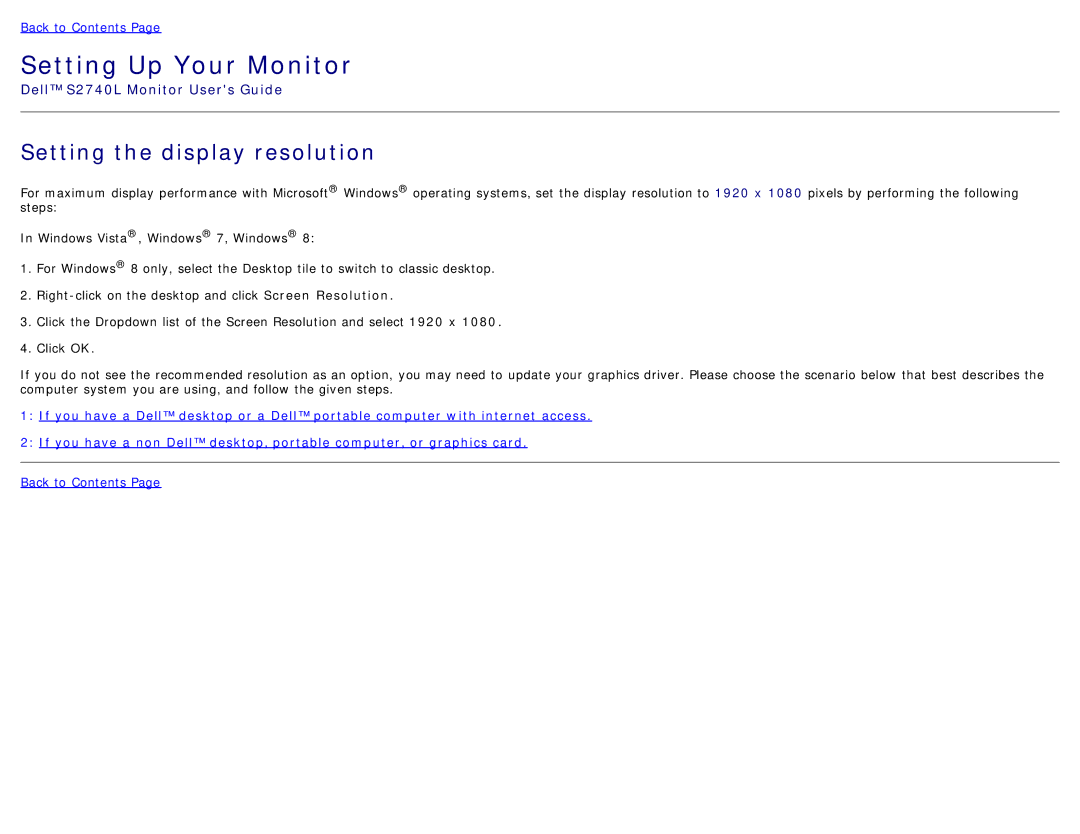 Dell S2740LB, 225-3894 manual Setting Up Your Monitor 