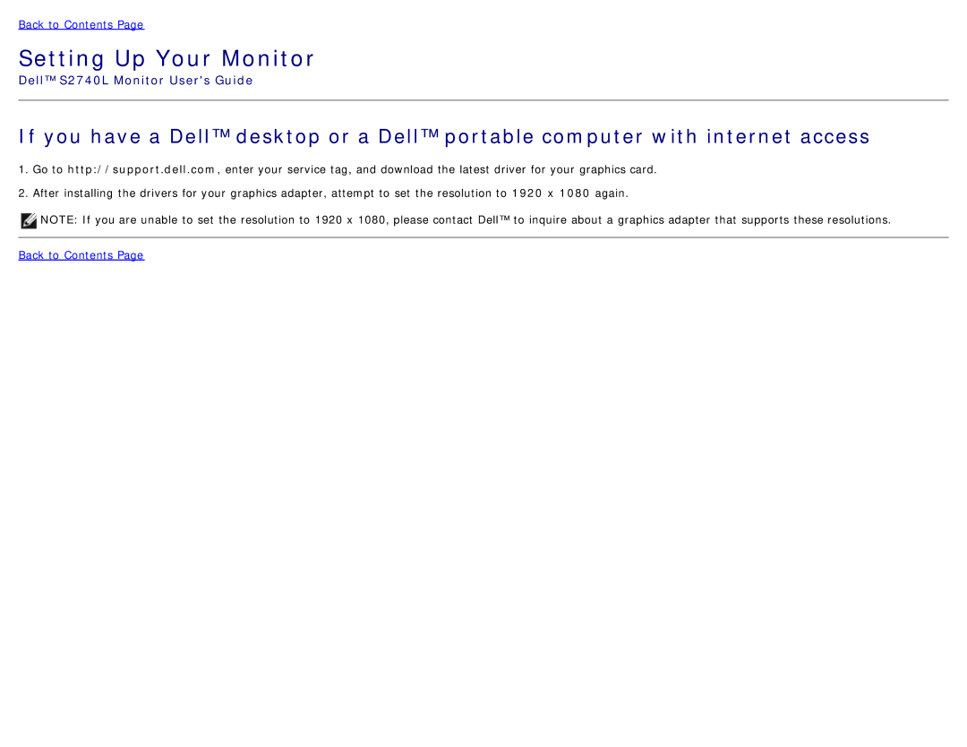 Dell 225-3894, S2740LB manual Setting Up Your Monitor 