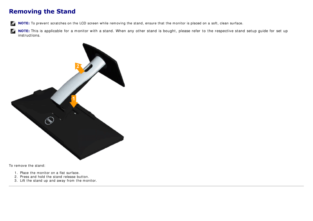 Dell 225-4201 manual Removing the Stand 