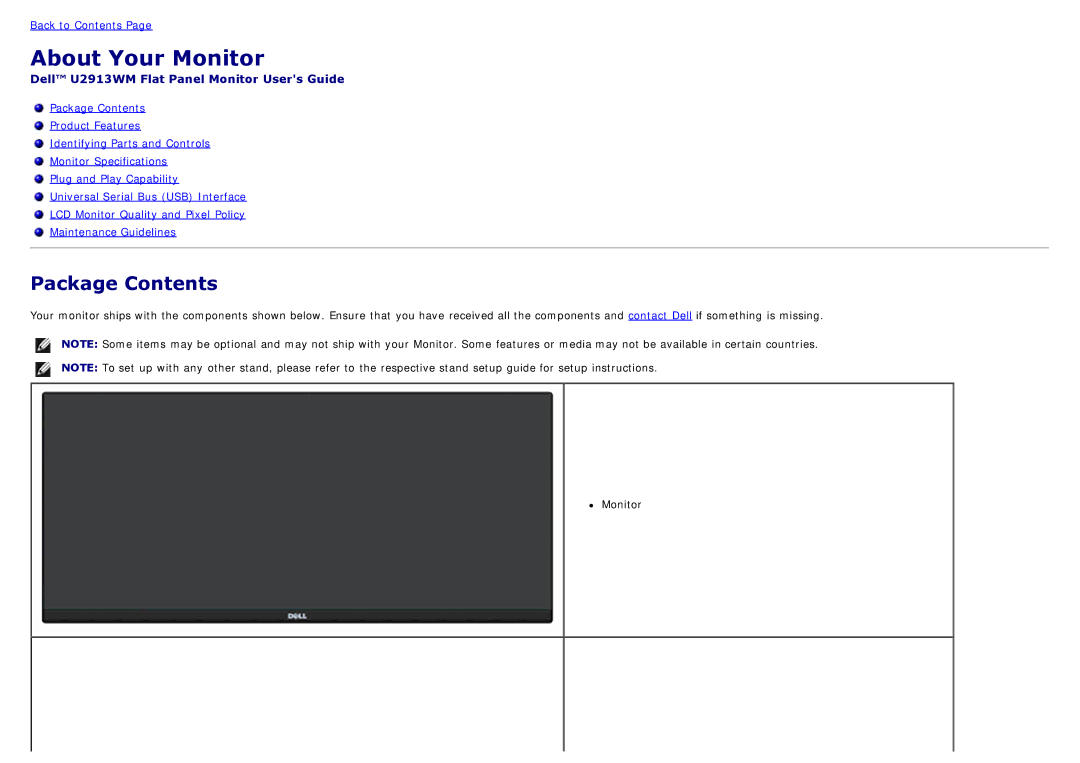 Dell 225-4201 manual About Your Monitor, Package Contents 